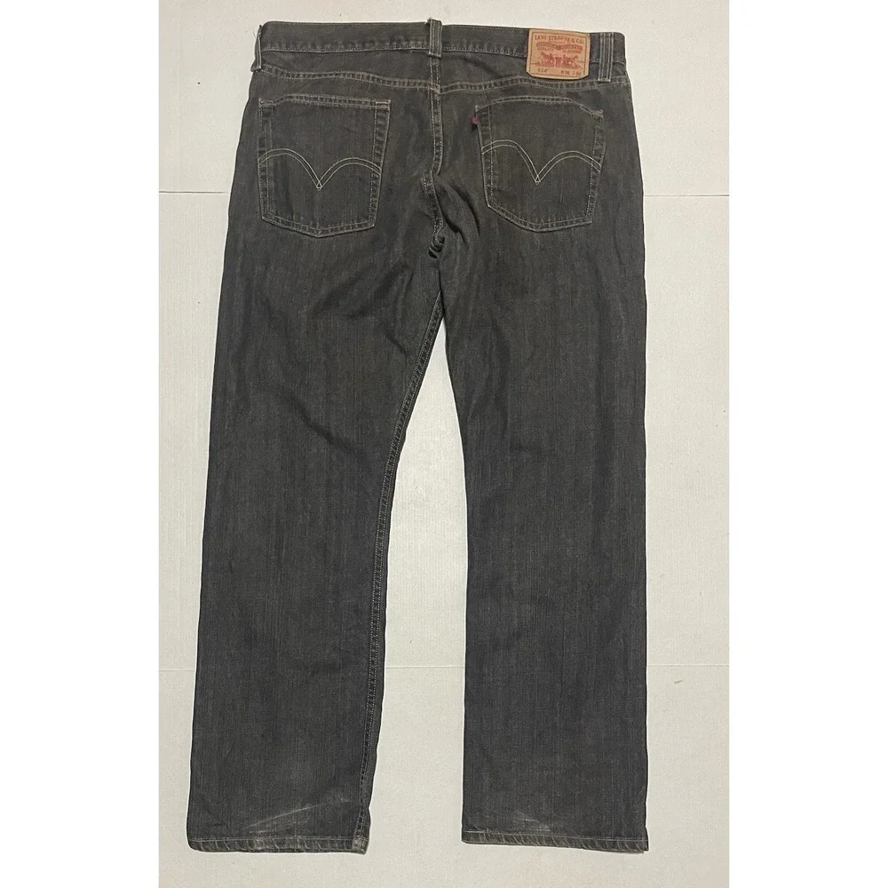 Levi's 514 Slim Straight Jeans Men's 36 X 31 Black Charcoal Denim Made Mexico
